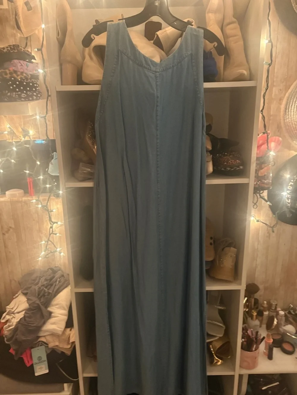 DKNY Chambray Blue Sleeveless V-Neck Maxi Dress - Picture 3 of 3